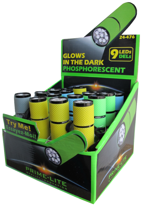 Lux-pro LP395 Gels Glow in Dark 9 LED Flashlight (Pink, Green, Teal)